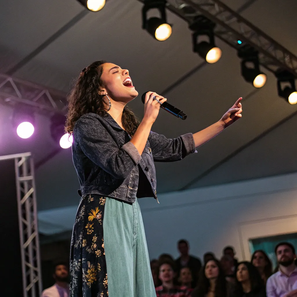 Sophia Lee singing passionately